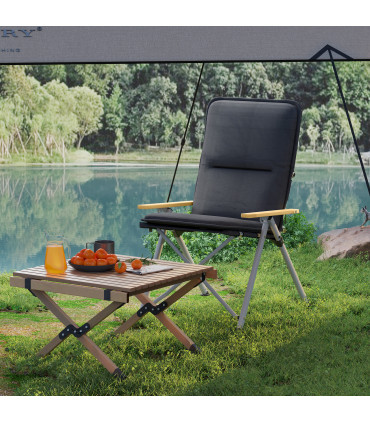 Outsunny Padded Camp Chair Outdoor High Back Folding Recliner with Bag Black