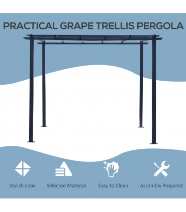 Outsunny 3x3 m Metal Pergola, 300Lx300Wx230H cm-Black