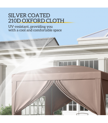 Outsunny 3x3 m Pop Up Gazebo Party Tent Canopy Marquee with Storage Bag Coffee