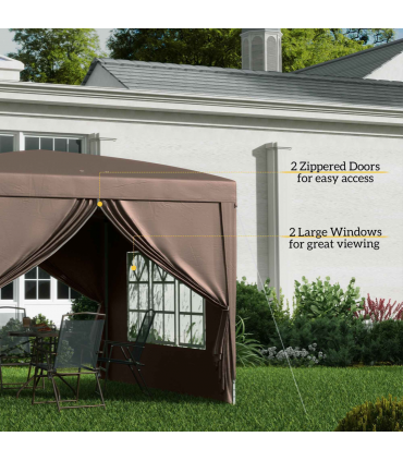 Outsunny 3x3 m Pop Up Gazebo Party Tent Canopy Marquee with Storage Bag Coffee