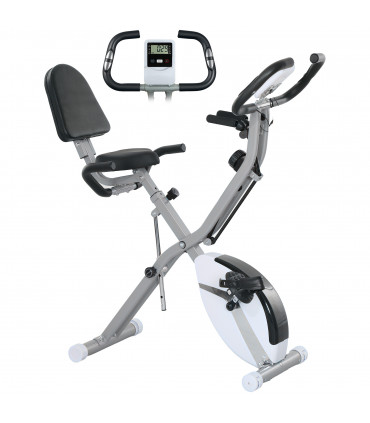 SPORTNOW Folding Exercise Bike with Arm Bands and Hand Pulse Sensor, White