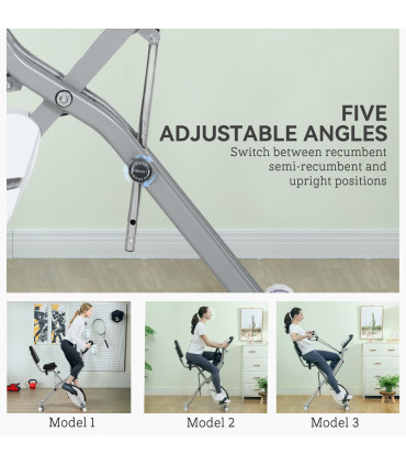 SPORTNOW Folding Exercise Bike with Arm Bands and Hand Pulse Sensor, White