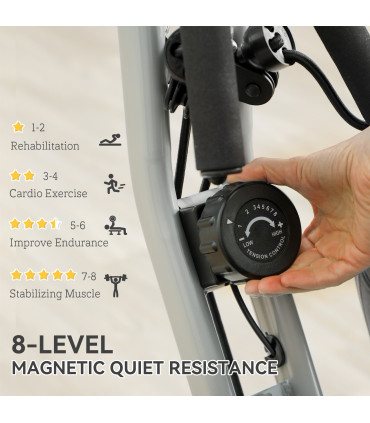 SPORTNOW Folding Exercise Bike with Arm Bands and Hand Pulse Sensor, White