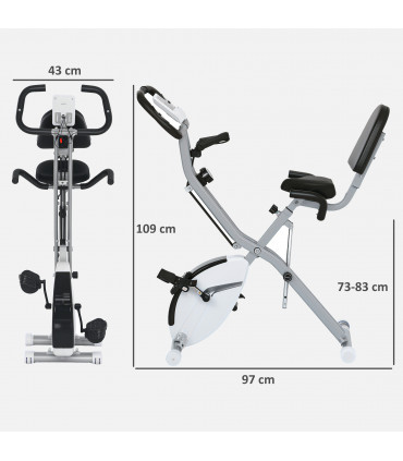 SPORTNOW Folding Exercise Bike with Arm Bands and Hand Pulse Sensor, White