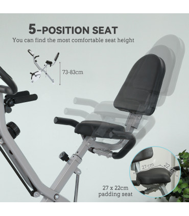 SPORTNOW Folding Exercise Bike with Arm Bands and Hand Pulse Sensor, White