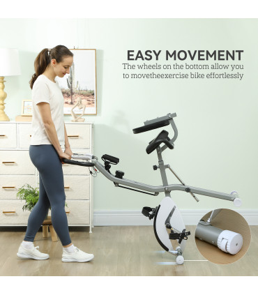 SPORTNOW Folding Exercise Bike with Arm Bands and Hand Pulse Sensor, White