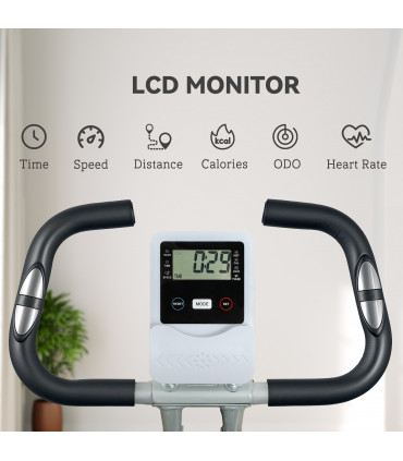 SPORTNOW Folding Exercise Bike with Arm Bands and Hand Pulse Sensor, White