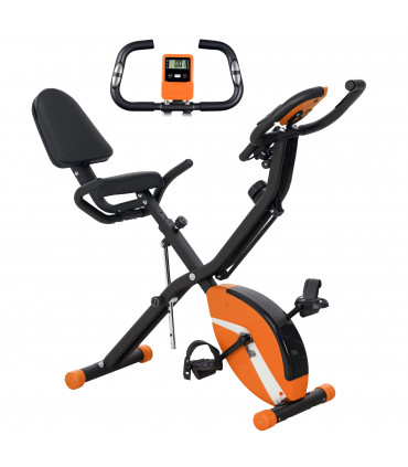 SPORTNOW Folding Exercise Bike with Arm Bands and Hand Pulse Sensor, Orange