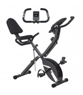 SPORTNOW Folding Exercise Bike with Arm Bands and Hand Pulse Sensor, Black