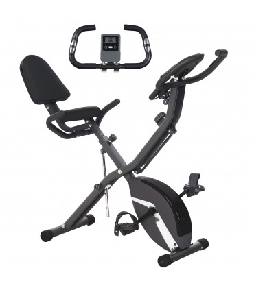 SPORTNOW Folding Exercise Bike with Arm Bands and Hand Pulse Sensor, Black