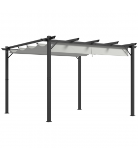 Outsunny 3x3(m) Pergola Gazebo Sun Shade Shelter Aluminium Garden Canopy, Grey