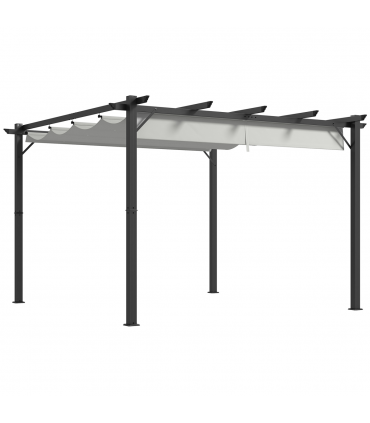 Outsunny 3x3(m) Pergola Gazebo Sun Shade Shelter Aluminium Garden Canopy, Grey