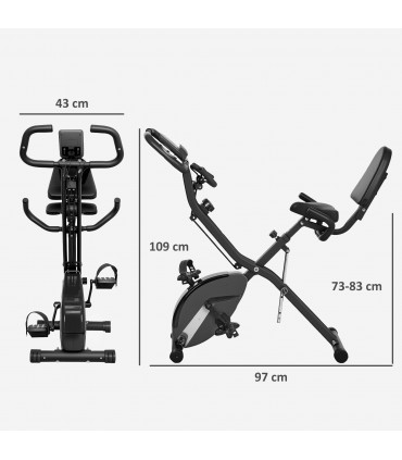 SPORTNOW Folding Exercise Bike with Arm Bands and Hand Pulse Sensor, Black