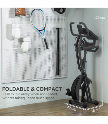 SPORTNOW Folding Exercise Bike with Arm Bands and Hand Pulse Sensor, Black