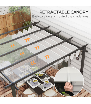 Outsunny 3x3(m) Pergola Gazebo Sun Shade Shelter Aluminium Garden Canopy, Grey