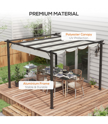 Outsunny 3x3(m) Pergola Gazebo Sun Shade Shelter Aluminium Garden Canopy, Grey