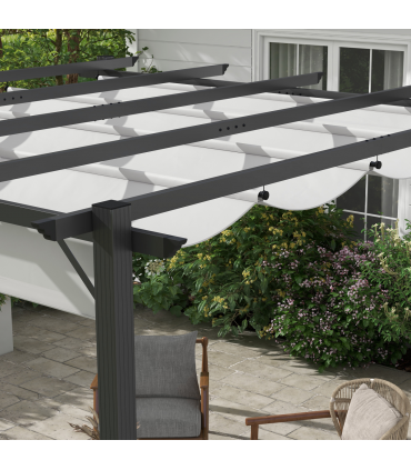 Outsunny 3x3(m) Pergola Gazebo Sun Shade Shelter Aluminium Garden Canopy, Grey