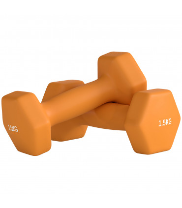 SPORTNOW Set of 2 Hexagonal Dumbbells Weights Pair, 2 x 1.5kg, Orange