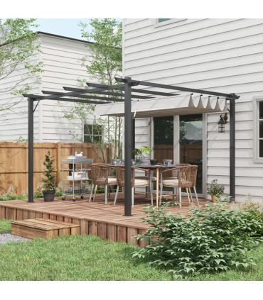 Outsunny 3x3(m) Pergola Gazebo Sun Shade Shelter Aluminium Garden Canopy, Grey