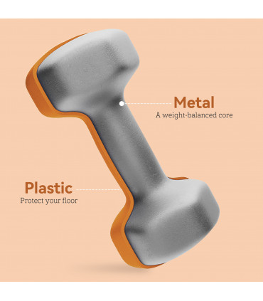 SPORTNOW Set of 2 Hexagonal Dumbbells Weights Pair, 2 x 1.5kg, Orange