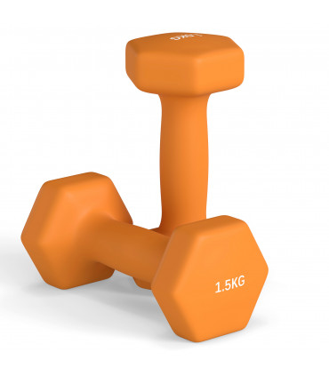 SPORTNOW Set of 2 Hexagonal Dumbbells Weights Pair, 2 x 1.5kg, Orange