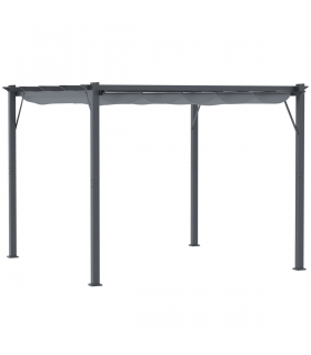 Outsunny 3x3(m) Pergola Gazebo Sun Shade Shelter Aluminium Garden Canopy, Grey