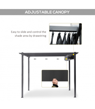 Outsunny 3x3(m) Pergola Gazebo Sun Shade Shelter Aluminium Garden Canopy, Grey