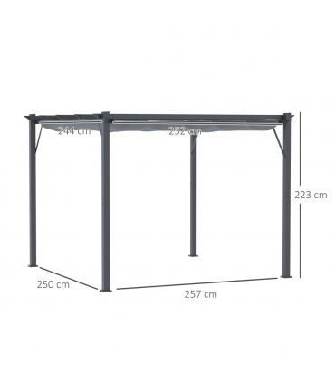 Outsunny 3x3(m) Pergola Gazebo Sun Shade Shelter Aluminium Garden Canopy, Grey