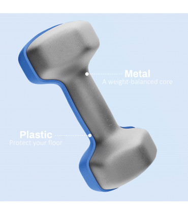 SPORTNOW Set of 2 Hexagonal Dumbbells Weights Pair, 2 x 2kg, Blue