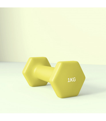 SPORTNOW Set of 2 Hexagonal Dumbbells Weights Pair, 2 x 1kg, Yellow