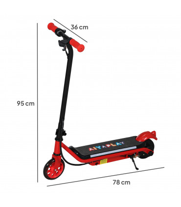 AIYAPLAY Electric Scooter for 6-14 with Dual Brakes & Colourful Light, Red