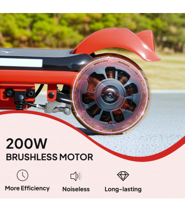 AIYAPLAY Electric Scooter for 6-14 with Dual Brakes & Colourful Light, Red