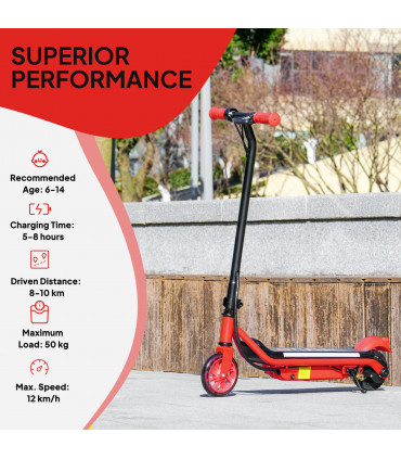 AIYAPLAY Electric Scooter for 6-14 with Dual Brakes & Colourful Light, Red