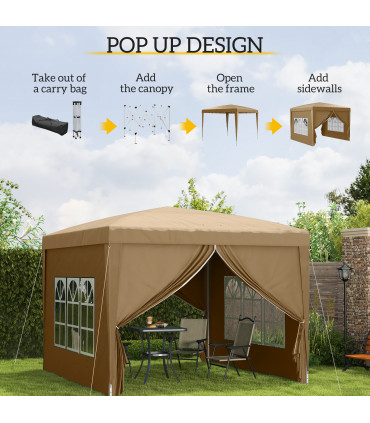 Outsunny 3x3(m) Pop Up Gazebo Party Tent Canopy Marquee with Storage Bag