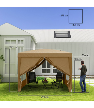 Outsunny 3x3(m) Pop Up Gazebo Party Tent Canopy Marquee with Storage Bag