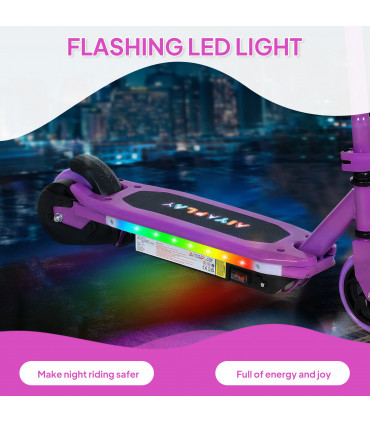 AIYAPLAY Electric Scooter for Ages 6-14, with Colourful Light, Purple