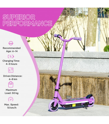 AIYAPLAY Electric Scooter for Ages 6-14, with Colourful Light, Purple