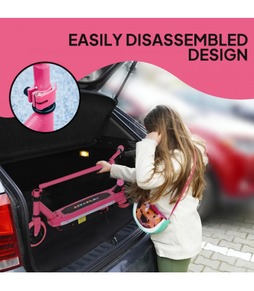 AIYAPLAY Electric Scooter for Ages 6-14, with Colourful Light, Pink