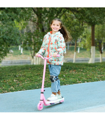 AIYAPLAY Electric Scooter for Kids 4-7, with Auxiliary Rear Wheels, Pink