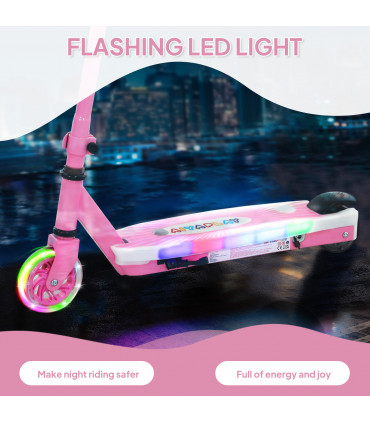 AIYAPLAY Electric Scooter for Kids 4-7, with Auxiliary Rear Wheels, Pink