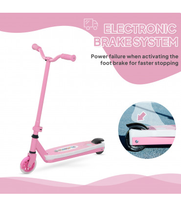 AIYAPLAY Electric Scooter for Kids 4-7, with Auxiliary Rear Wheels, Pink