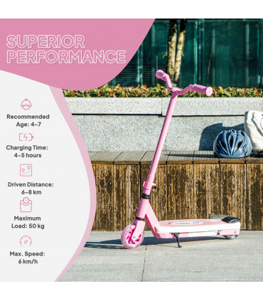 AIYAPLAY Electric Scooter for Kids 4-7, with Auxiliary Rear Wheels, Pink