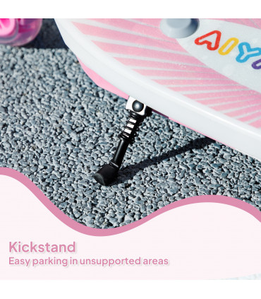 AIYAPLAY Electric Scooter for Kids 4-7, with Auxiliary Rear Wheels, Pink