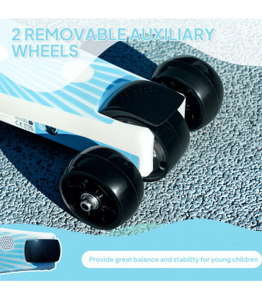 AIYAPLAY Electric Scooter for Kids 4-7, with Auxiliary Rear Wheels, Blue