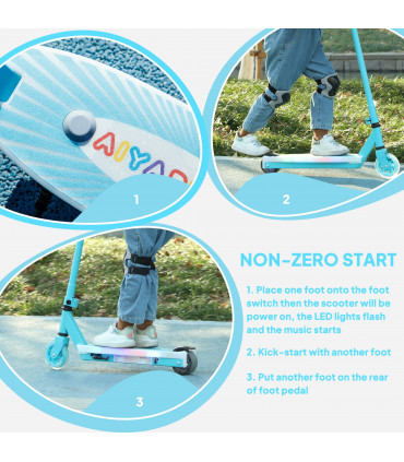 AIYAPLAY Electric Scooter for Kids 4-7, with Auxiliary Rear Wheels, Blue