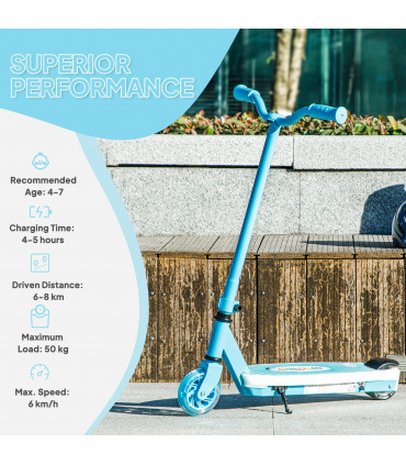 AIYAPLAY Electric Scooter for Kids 4-7, with Auxiliary Rear Wheels, Blue