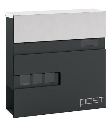 HOMCOM Wall Mounted Post Box, Weatherproof Letterbox with Lock, Grey