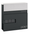 HOMCOM Wall Mounted Post Box, Weatherproof Letterbox with Lock, Grey