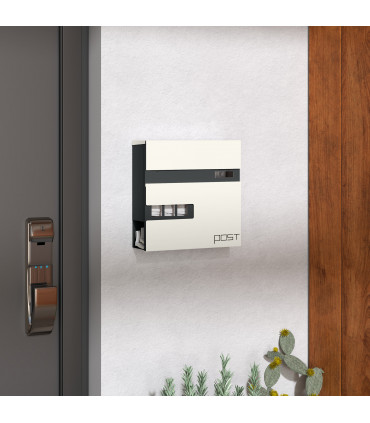 HOMCOM Wall Mounted Post Box, Weatherproof Letterbox with Lock, White