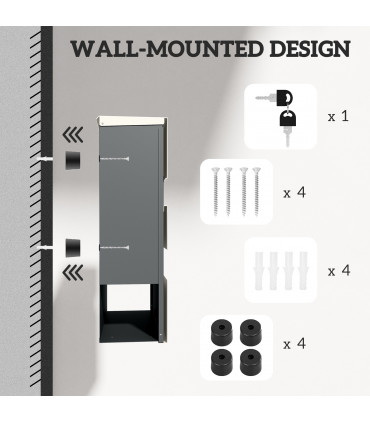 HOMCOM Wall Mounted Post Box, Weatherproof Letterbox with Lock, White